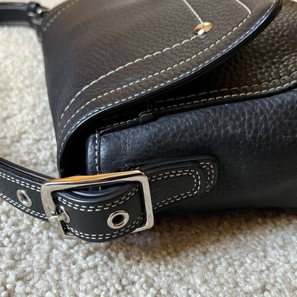 Coach Hamilton Black Pebbled Leather Crossbody Shoulder Bag Flap Turnlock F13957 - Picture 7 of 12